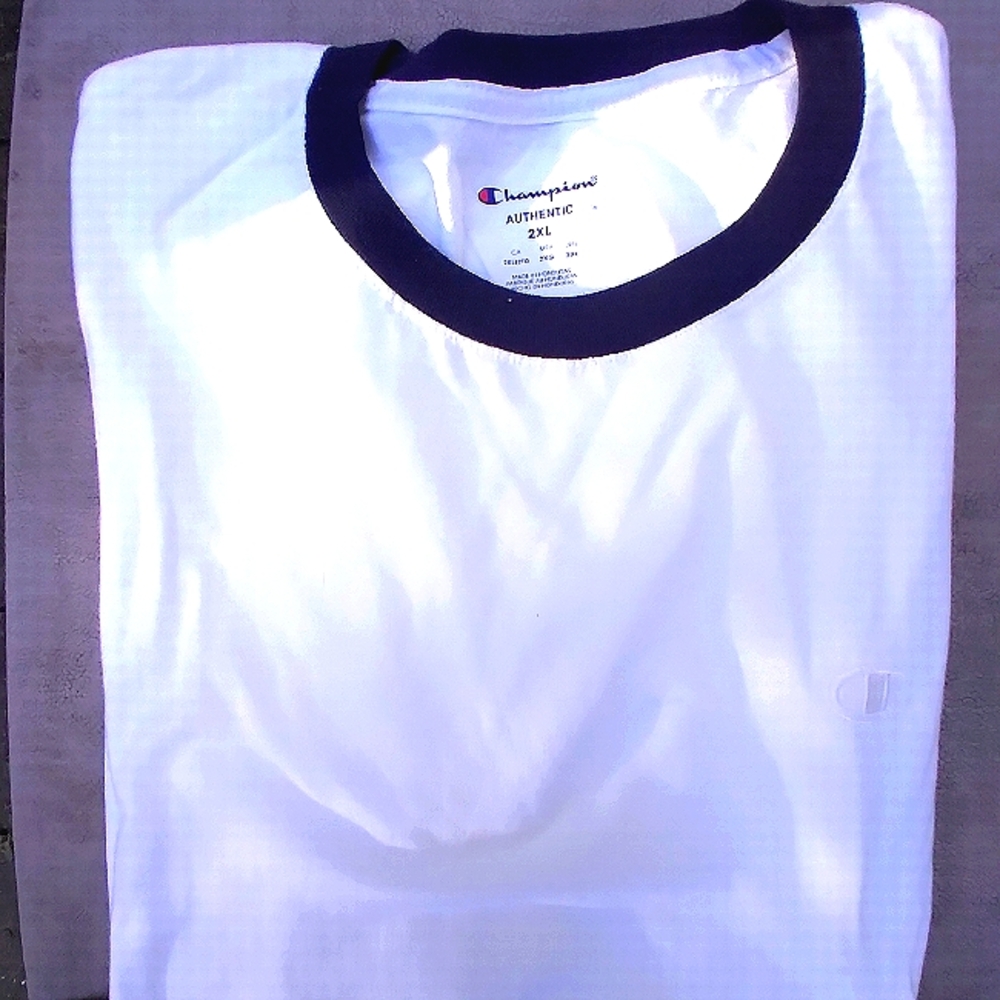 Champion White Tee with Navy Trim